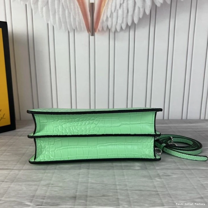 Affordable HOT Fendi Peekaboo Green Crocodile Bag Leather Cut In Mini 0715